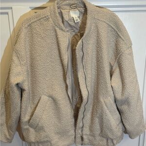 H&M Cream Boucle Bomber Jacket